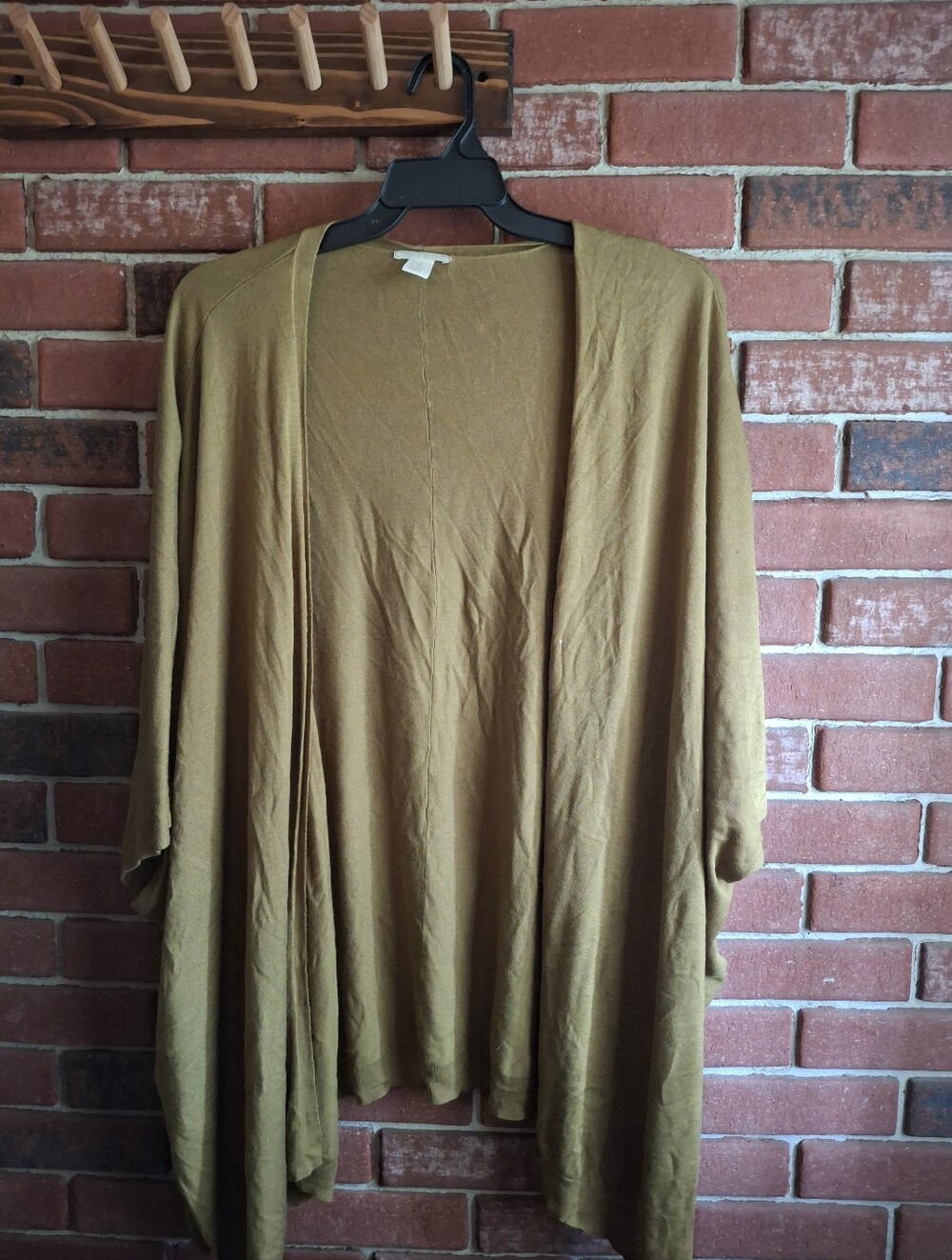 H&M Olive Green Open-Front Draped Cardigan